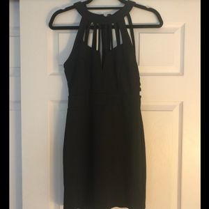 Caged Black Mini Cocktail Dress